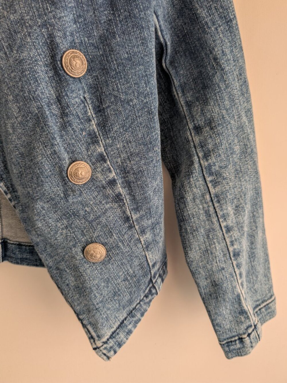 L'Agence Wayne Denim Cropped Blazer Jacket - Picture 12 of 16